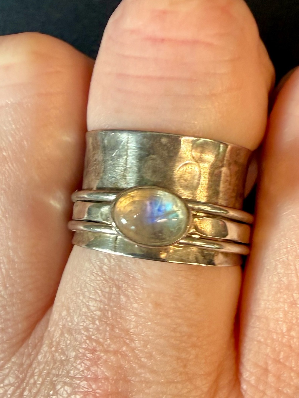 Sterling Silver Meditation Ring with Moonstone